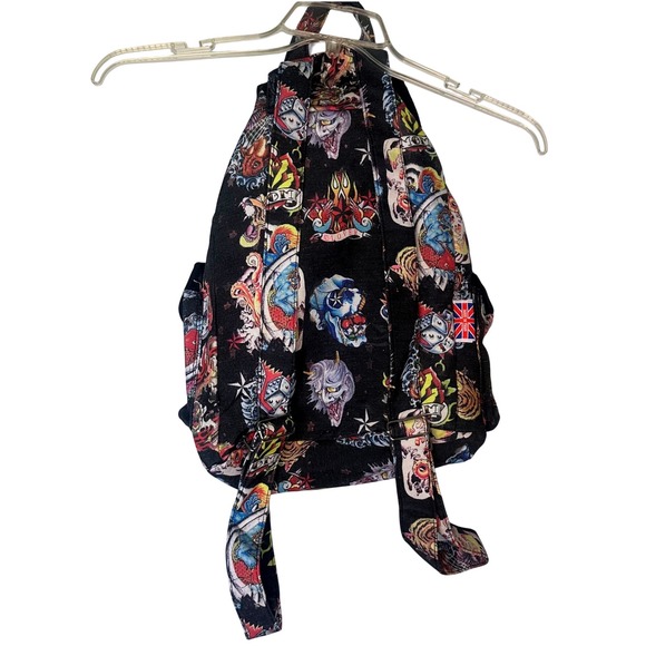 Pre-Loved Tattoo Print Backpack Mini Book Bag Purse‎ Drawstring Bag - Picture 2 of 8